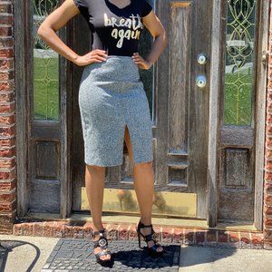 Express Tweed Double Slit knee length pencil Skirt